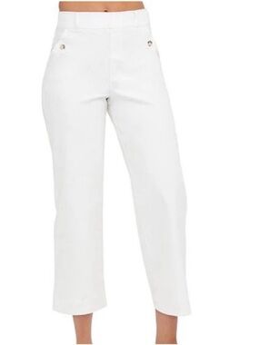 Spanx XSmall Petite Pants Stretch Twill Cropped Wide Leg Pants Bright White NWT